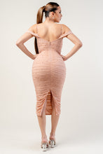 Load image into Gallery viewer, Eviana Off The Shoulder Midi Dress - Pink
