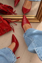 Load image into Gallery viewer, Raven Croc Slingback Heels - Red
