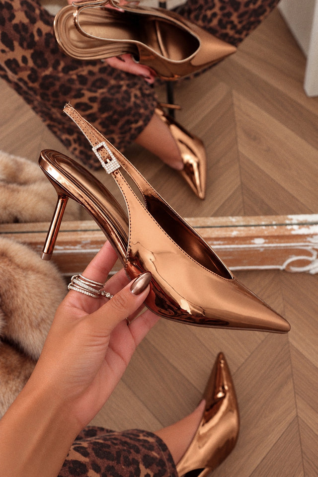 Load image into Gallery viewer, Yadira Slingback Pointed Toe Pumps – Bronze
