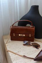 Load image into Gallery viewer, Victoria Croc Embossed Top Handle Crossbody Bag - Tan
