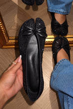 Load image into Gallery viewer, Amelie Rhinestone Mesh Tabi Ballet Flats – Black

