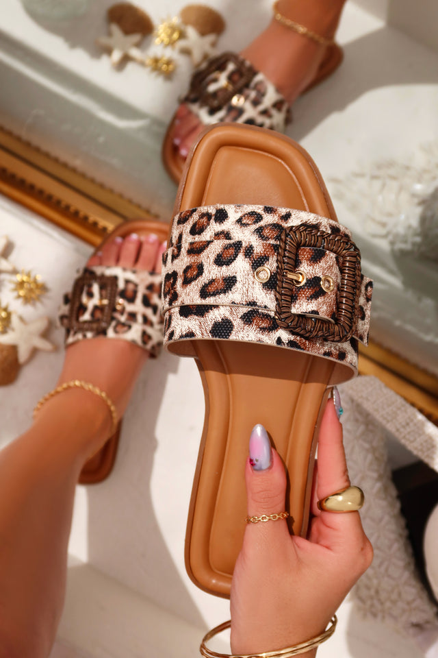 Load image into Gallery viewer, Paradise Steps Slip On Flat Sandals - Leopard
