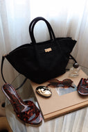 Suzette Faux Suede Mini Tote Bag - Black