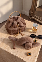 Load image into Gallery viewer, Monae Faux Fur Ring Handle Bucket Bag – Taupe
