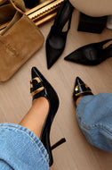 Tessa Slingback Pointed Toe Pumps - Black