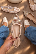 Load image into Gallery viewer, Estelle Rhinestone Mesh Slingback Flats – Nude
