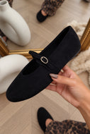 Nessa Mary Jane Ballet Flats - Black