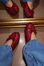 Load image into Gallery viewer, Amelie Rhinestone Mesh Tabi Ballet Flats – Wine
