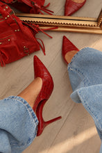 Load image into Gallery viewer, Raven Croc Slingback Heels - Red
