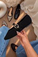 Jane Perforated Mary Jane Flats – Black