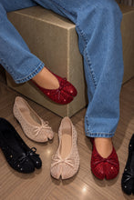 Load image into Gallery viewer, Amelie Rhinestone Mesh Tabi Ballet Flats – Wine
