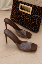 Load image into Gallery viewer, Kristy Clear Strap Mule Heels - Brown
