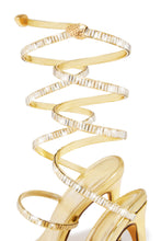 Load image into Gallery viewer, Amira Rhinestone Wraparound Strappy Heels - Gold

