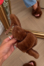 Load image into Gallery viewer, Monae Faux Fur Knotted Heel Mules – Brown
