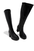Load image into Gallery viewer, Addie Lug Sole Block Heel Boots - Black
