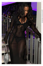 Load image into Gallery viewer, Noches De Verano Mesh Maxi Dress - Black
