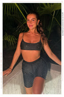 Weekend Fun Studded Biker Short Set - Black