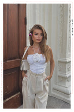 Load image into Gallery viewer, Model Wearing White Top with Nude Pant
