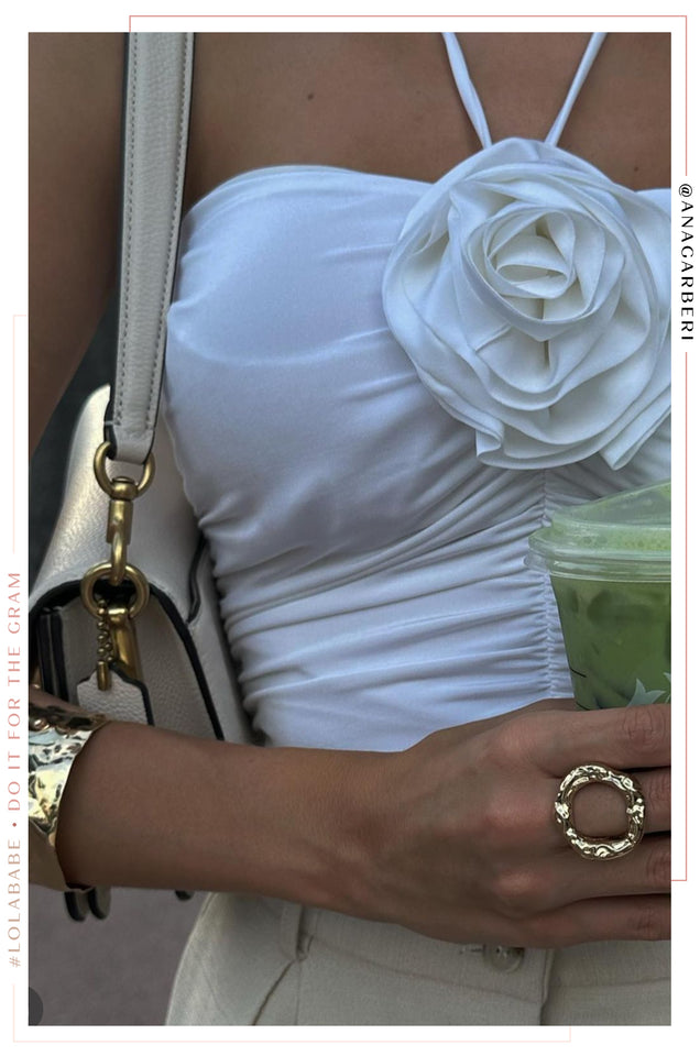 Load image into Gallery viewer, White Rosette Summer Bodysuit
