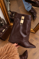 Melody Pointed Toe Wedge Ankle Boots – Brown