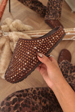 Load image into Gallery viewer, Belinda Rhinestone Mule Flats – Brown
