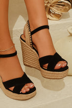 Load image into Gallery viewer, Sol Caliente Espadrille Wedges - Black
