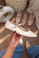 Hannah Mary Jane Ballet Flats – Nude