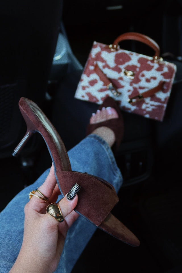 Myra Mid Heel Mules - Brown