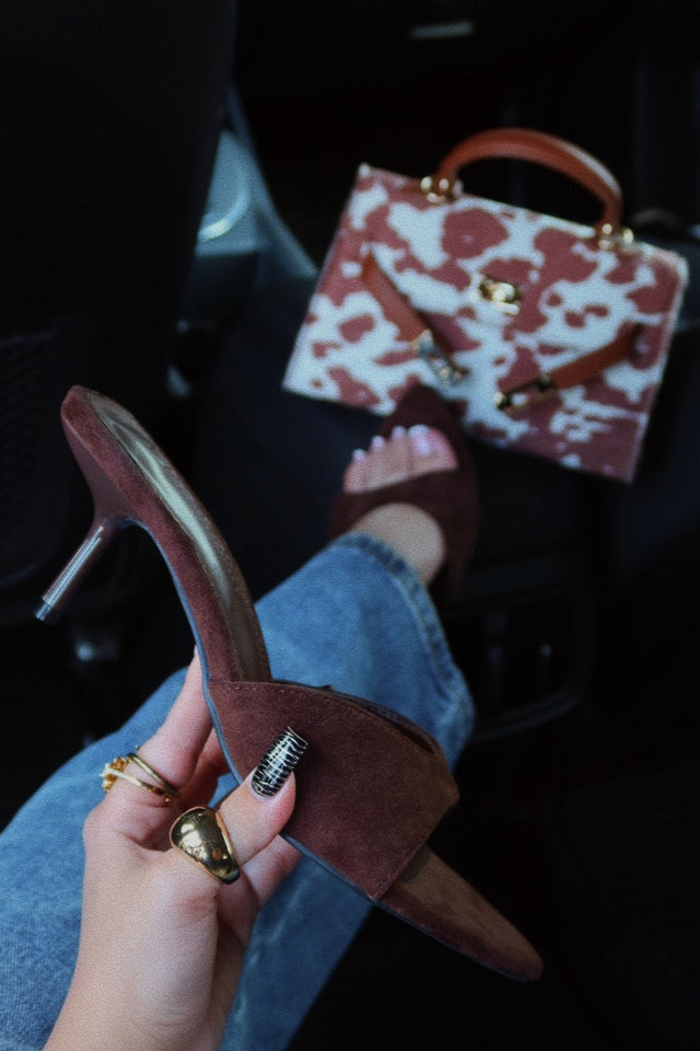 Myra Mid Heel Mules - Brown