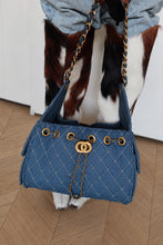 Load image into Gallery viewer, Camila Quilted Denim Shoulder Bag - Dark Blue
