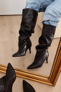 Shyla Pointed Toe Knee High Boots - Black