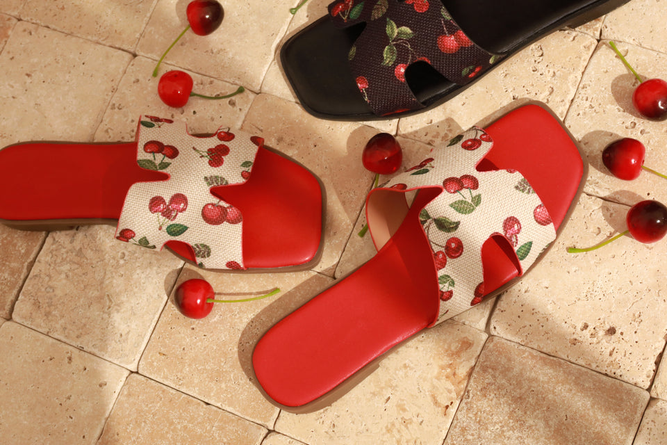 Load image into Gallery viewer, Cherry Baby Slip On Sandals - Red
