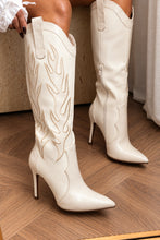 Load image into Gallery viewer, Dolly Western Stiletto Boots – Ivory
