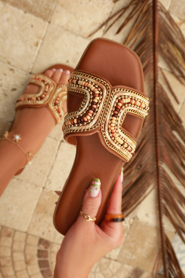 Load image into Gallery viewer, Tulum Slip On Sandals - Tan
