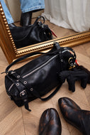 Janet Buckle Strap Shoulder Bag - Black