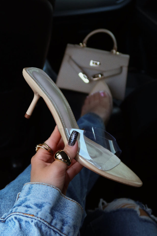 Load image into Gallery viewer, Myra Mid Heel Mules - Clear
