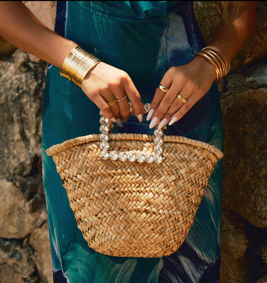 Load image into Gallery viewer, Straw Embellished Handle Bag
