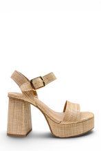 Load image into Gallery viewer, Cecilia Platform Raffia Chunky Heels - Natural

