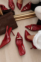 Load image into Gallery viewer, Tessa Slingback Pointed Toe Pumps - Red
