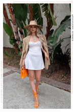 Load image into Gallery viewer, White Dress Styles With Orange Heels 
