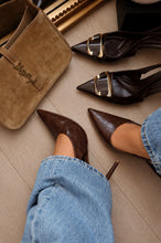 Load image into Gallery viewer, Raven Croc Slingback Heels - Brown
