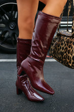 Load image into Gallery viewer, Lisa Knee High Block Heel Boots - Wine
