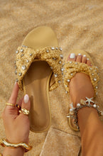 Load image into Gallery viewer, Women Wearing Natural Slip On Sandals
