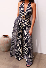 Load image into Gallery viewer, Zandaya Button Up Halter Top - Zebra

