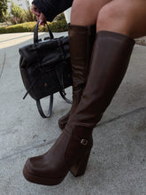 Load image into Gallery viewer, Hazelle Platform Block Heel Boots - Brown
