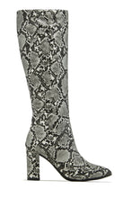 Load image into Gallery viewer, Fine Time Block Heel Knee High Boots - Snake
