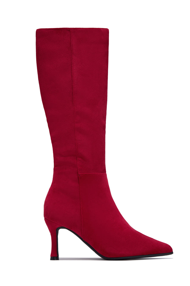 Load image into Gallery viewer, Zama Knee High Heel Boots - Red Suede
