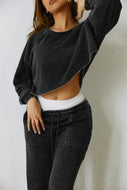 Black Crop Sweater with Long Sleeves