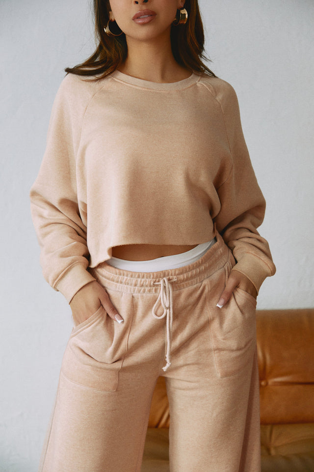 Load image into Gallery viewer, Nude Long Sleeve Crop Sweater Set

