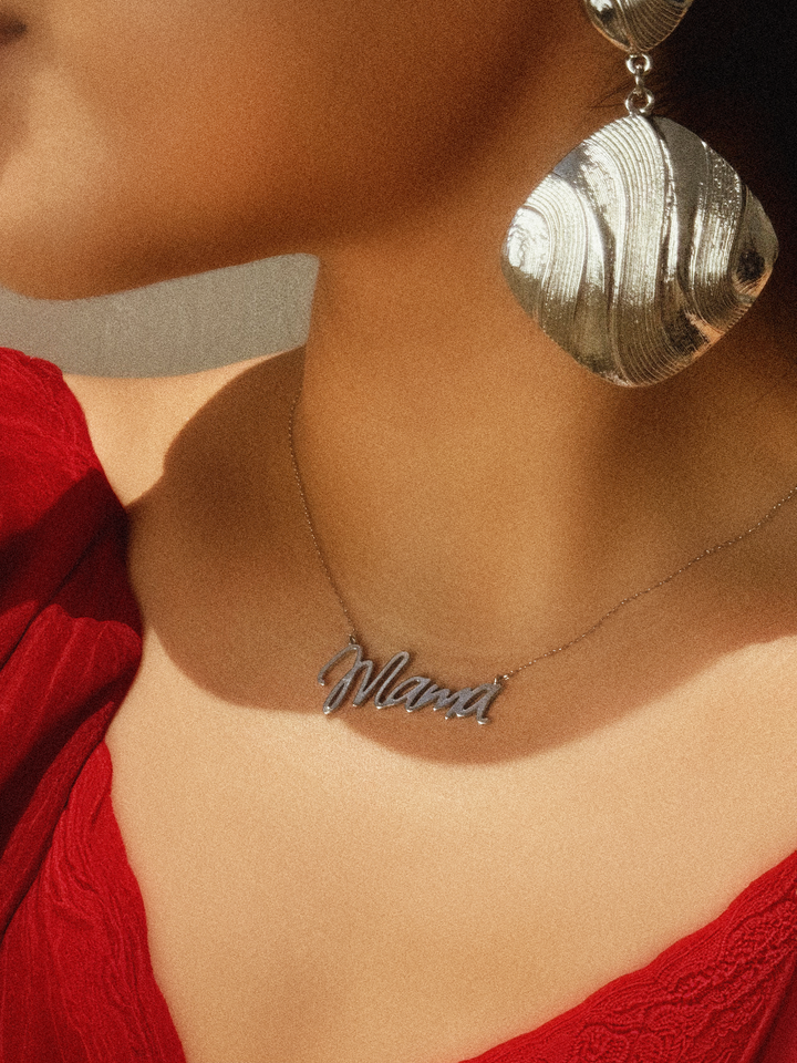 Load image into Gallery viewer, Mama Scripted Sterling Silver Necklace - Silver
